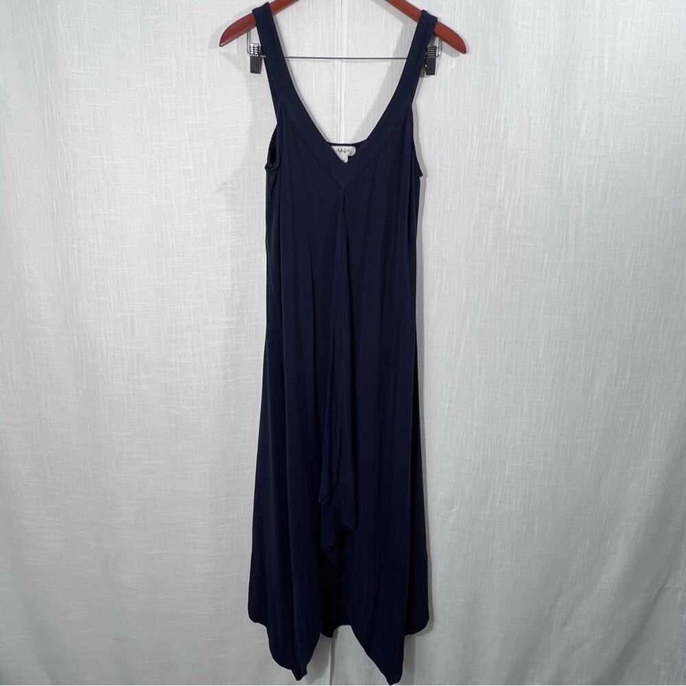Style &‎ Co Jersey Knit Shark Bite Hem Navy Maxi Dress Size L